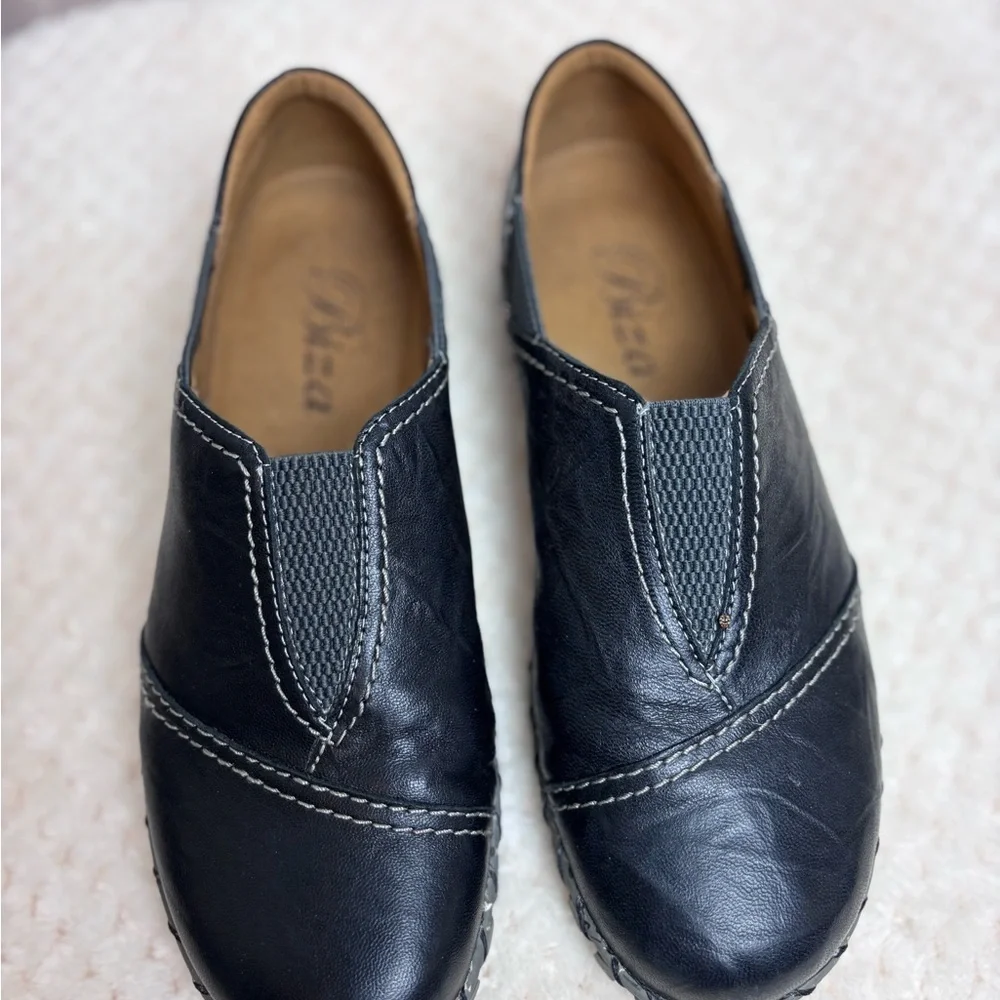 Biza Waverly Women’s Black Leather Slip On Comfort Shoe Size 38/ 7-7-1/2
